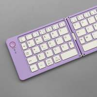 Nouveau clavier portable en plastique de haute qualité, violet, pliable, design ciseaux, ultra fin, BT sans fil, USB type-C, rechargeable, 65 touches, PC