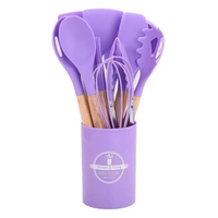 Ustensiles de Cuisine en Silicone avec Manche en Bois, Spatule, Louche et Ensemble d'Outils de Cuisine en Gros pour Restaurants