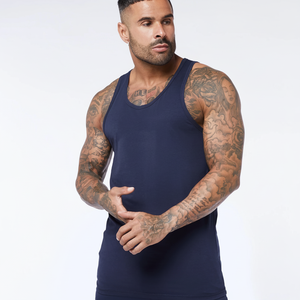 Débardeur de fitness gym vintage personnalisé pour hommes en coton respirant 100% haut vierge uni pour l'entraînement - Product Image 1