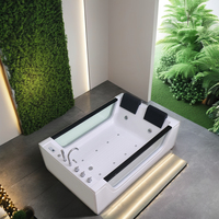 Baignoire moderne à double hydromassage pour jacuzzi spa, acrylique, hydromassage, avec fibre de verre, pour villas, installation en coin