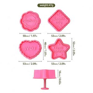 4 moules à biscuits 3D stéréo en plastique, à pression manuelle, pour la pâtisserie DIY, avec messages <span class=keywords><strong>de</strong></span> bénédiction, écologiques, compatibles lave-vaisselle et micro-ondes - Product Image 6