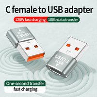 Adaptateur USB-A 3.1 vers USB C type-c femelle vers un chargeur de données mâle convertisseur de type C 10Gbps 120W charge rapide pour ordinateur portable calcul