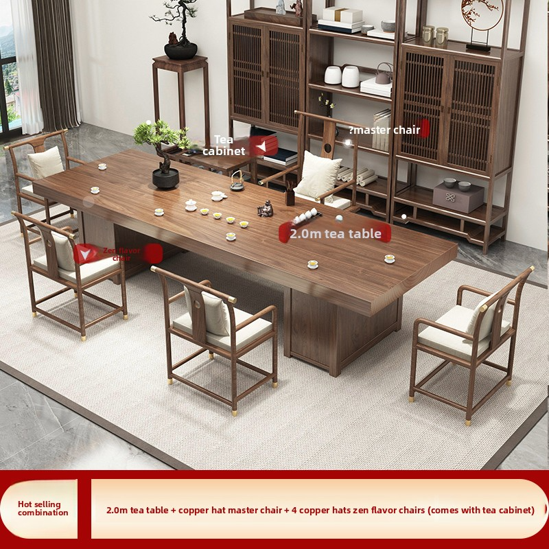 2.0-meter tea table+copper capped master chair