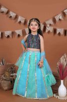 Lehenga Choli brodé en tulle pour filles avec dupatta, tenue de mariage indienne traditionnelle, longueur ras du sol, extensible, coupe classique