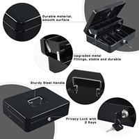 Caisse à monnaie portable personnalisée, boîte à argent moderne en métal avec serrure, 4 compartiments pour billets, 5 compartiments pour pièces, mini tiroir-caisse avec poignée