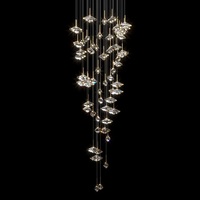 Lustre suspendu en cristal et métal doré de style nordique moderne, luminaire de luxe pour salon, décoration intérieure