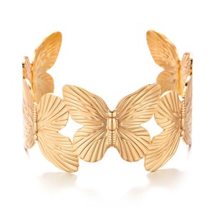2025 NEW Wholesale Women Wide Gold Plated Texture Chunky <b>Bangle</b> <b>Bracelet</b> Women Gold Metal Butterfly Open Cuff <b>Bangle</b> <b>Bracelet</b> - Product Image 5