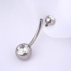 Nhẫn rốn titan ASTM F136 G23, ren trong, tròn, gắn đá CZ, dài 10-12-14mm, dành cho nữ và nam - Product Image 2