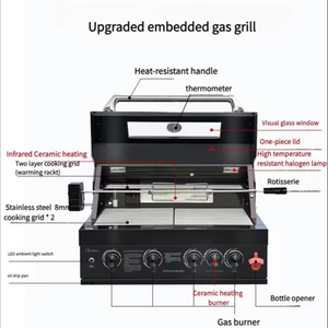 شواية غاز مدمجة حديثة وفاخرة مع شعلة خلفية بالأشعة تحت الحمراء وتشطيب أسود أنيق للشواء في الهواء الطلق - Product Image 4