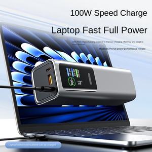 Chargeur portable 30000mAh, <span class=keywords><strong>charge</strong></span> rapide 100W, batterie externe pour ordinateur portable, téléphone, tablette, boîtier en alliage, écran TFT, câble rétractable Type-C - Product Image 3