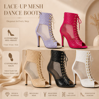Bottines de danse à talon aiguille personnalisées en peau de serpent à bout ouvert et lacets pour femmes, chaussures de danse salsa, bachata, jazz