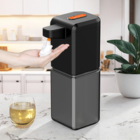 Vente en gros ABS Plastique noir Distributeur de savon mousse électrique Batterie USB Montage mural Distributeur de savon liquide pour cuisine Hôtel