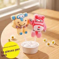 Sucettes en forme de guimauve de dessin animé, saveur fruitée, boîte de 18 pièces, bonbons pour enfants, vente en gros