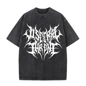 T-shirt court tendance vintage d'été pour hommes et femmes, nouveau, à manches courtes, ample, grande taille, style hip-hop, streetwear, délavé foncé - Product Image 2