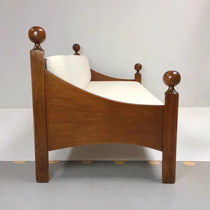 Retro simple tres doble casual antiguo sofá de madera maciza sala de estar - Product Image 2