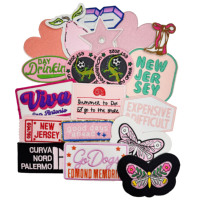 Hoge Kwaliteit 3d Geborduurde Patch Voor Kleding Custom Logo Jeans Broek Roze Konijn Geweven Borduurwerk Patches Fabriek Prijs Vilt
