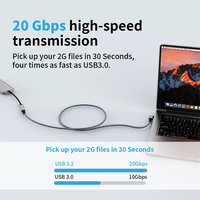 Câble d'extension USB C 20 Gbps/4K60Hz Vidéo USB3.2 Gen2, rallonge mâle vers femelle USB Type C, câble de charge rapide 240W