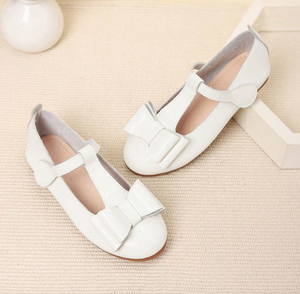 Chaussures de princesse à nœud pour filles, blanches, grandes tailles, en cuir souple pour enfants - Product Image 3