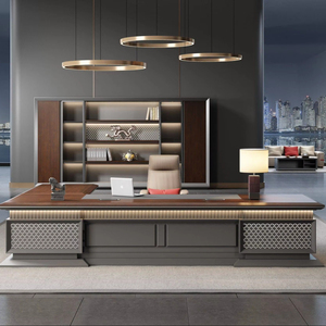 Bureau de direction contemporain de luxe pour PDG ou manager, design convertible en panneaux de bois pour les cadres supérieurs - Product Image 1