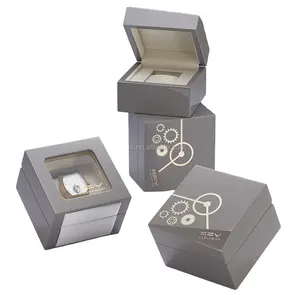 लक्जरी कस्टम लोगो चमड़े एकल घड़ी बॉक्स सर्वश्रेष्ठ गुणवत्ता वाले mdf लकड़ी एकल स्लॉट घड़ी बॉक्स घड़ी भंडारण बॉक्स
