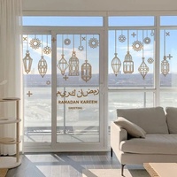 2 pièces/ensemble bricolage décalcomanie Art peintures murales Eid Mubarak décoration Ramadan Kareem autocollant mural pour la maison salon fenêtre autocollants papier peint
