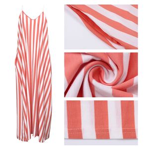 Robe Maxi à bretelles Spaghetti et col en V pour femme, vêtement grande <span class=keywords><strong>taille</strong></span> <span class=keywords><strong>2XL</strong></span>, à la mode, ample, à rayures imprimées, poche latérale, vente en gros - Product Image 6