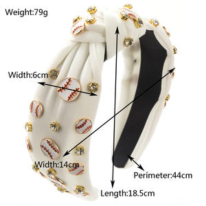 رياضة البيسبول اللينة الكرة الزركون معقود عقال بسيطة حافة واسعة النسيج اكسسوارات الشعر للنساء - Product Image 6