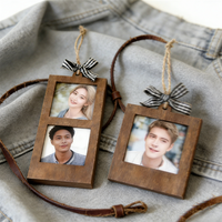 Cadres photo muraux en bois non finis, écologiques, avec corde, forme personnalisée, thème amour, artisanat, décoration de la maison