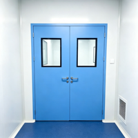 Puerta de Seguridad de Acero Personalizada con Ventanas y Manija, Puerta Hermética de Acero para Fábrica de Procesamiento de Alimentos, Cuarto Limpio
