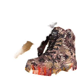 <b>Men's</b> Camouflage Snow Boots Leather Wool Lined Anti-Slip Winter Outdoor Warm Boots Low <b>Heel</b> - Product Image 1