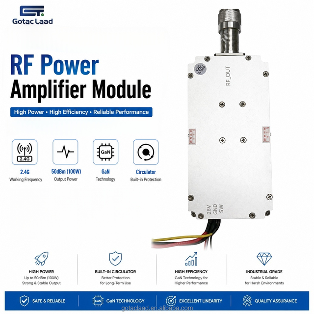 2.4GHz RF Amplifier Power Module GaN 100W PA Module Anti-UAV Wireless RF Module High Power Sweep Signal Source Security Gotac