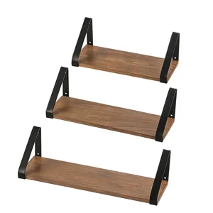 Kitchen Wooden Mdf Floating Wall Mounted Hanging Shelves Metal Shelf Bracket Storage Holders For Bathroom