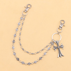 Hip Hop Denim <b>Chain</b> Double Layer Cross Pendant Waist <b>Chain</b> For Men Women Punk Style Daily Wear Tibetan Silver - Product Image 6