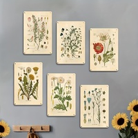 Juego de Letreros Metálicos Botánicos, Decoración de Pared Retro con Flores y Plantas para Jardín o Casa de Campo