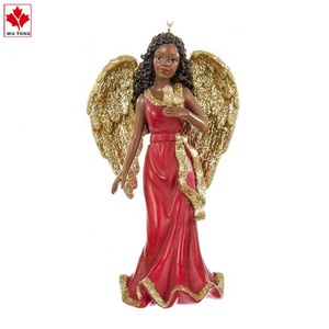 工場でカスタマイズされた置物樹脂アフリカ系アメリカ人の天使の装飾品 - Product Image 2