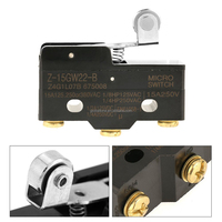 Interrupteur à action micro Globaltone Z-15GW22-B 1NO + 1NC, levier à rouleaux à charnière, momentané, montage sur panneau, plastique, 250V