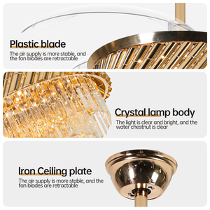 Hiện đại sang trọng Đèn Chùm Pha Lê cho khách sạn phòng khách tuôn ra núi LED quạt trần với động cơ DC điều khiển từ xa dễ dàng điều chỉnh - Product Image 3