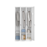 Armoire métallique à 3 portes avec serrure à clé, trous de ventilation, casier de rangement pour vêtements du personnel pour école, gymnase, bureau