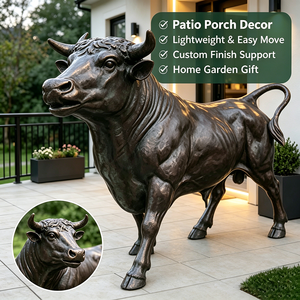 Statue de taureau puissant de grande taille, sculptée à la main, finition bronze mat, résistante au gel, pour portail de villa, décoration extérieure commerciale - Product Image 2