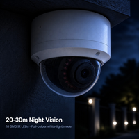 Cámara IP de Red POE con Detección Facial por IA VCA de 4MP, Función Perimetral, CMOS, Seguimiento de Movimiento en Interiores y Exteriores