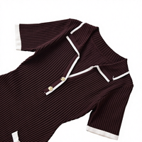 Robe courte en polyester tissé pour femmes, col en V, boutons métalliques, style simple et décontracté, nouvelle mode estivale, tenue quotidienne pour femmes
