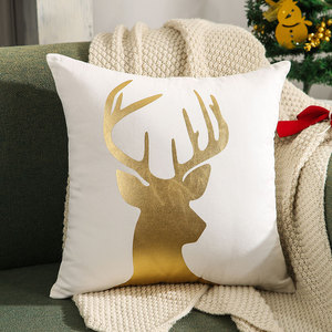 Vente chaude renne arbre de noël estampage à chaud taie <span class=keywords><strong>d</strong></span>'oreiller automne hiver flocon de neige à la main broderie housses de coussin - Product Image 5