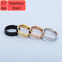 Nouvelle bague en acier inoxydable 4/6 mm à double biseau, finition miroir lisse, unisexe, pour couple, mariage, fiançailles, anniversaire, cadeau