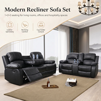 Chaise de canapé moderne 1 + 2 + 3 sièges électrique manuel en cuir inclinable porte-gobelet extensible bureau à domicile hôtel utilisation confortable à bascule