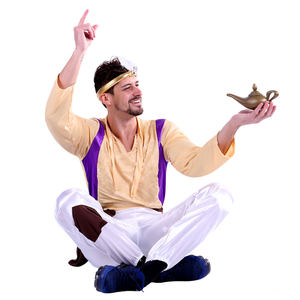 ชุดอลาดินแบบอาหรับสำหรับผู้ชายหรูหราชุดคอสเพลย์ชุดเสื้อและกางเกงสีม่วงสำหรับปาร์ตี้ฮาโลวีน - Product Image 6