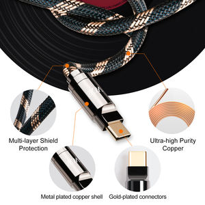Новейший USB-C кабель SKW с 24-каратным золотым покрытием, нейлоновой оплеткой, для аудиофилов, цифровой аудиокабель с микрофоном, сверхвысокой чистоты, BG012D - Product Image 4