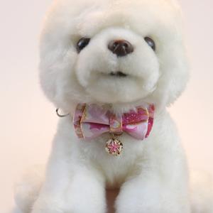 Kerah anjing kucing beludru tinggi, hiasan kerah hewan peliharaan pola indah pita pribadi 4 warna berkelanjutan - Product Image 5