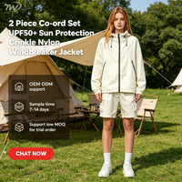 Ensemble coordonné unisexe 2 pièces UPF50+ Protection solaire Coupe-vent en nylon Séchage rapide Hydrofuge Respirant Streetwear pour l'extérieur