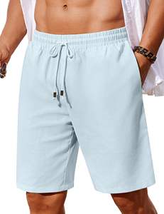 Cool Men's Polyester/Cotton Board Shorts Cintura elástica Cordón Loose Fit Transpirable Summer Beach con bolsillos - Product Image 5