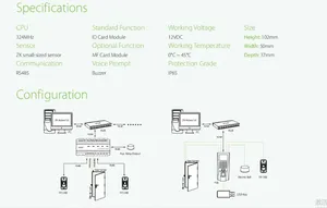 Lector de Huellas Dactilares Biométrico ZK FR1200 IP65, Resistente al Agua, Control de Acceso Inteligente, RS485 Slave, Lector de Tarjetas RFID de Proximidad para Control de Acceso a Puertas - Product Image 5
